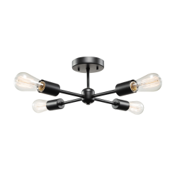 Globe Electric 66008 Vane 4-Light Matte Black Flush Mount Light