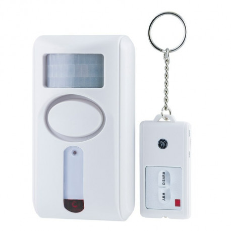 Jasco 51207 GE Battery-Operated Motion-Sensing Alarm With Keychain Remote, White