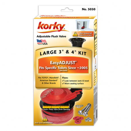 Korky 5030BP Large 3" & 4" Toilet Flush Valve & Tank to Bowl Gasket Kit
