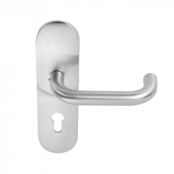 Abloy Sentry DH070 Inoxi 3-19 Long Plate Door Handle w/ Single Handle-Knob Pull, Material-Brass, Brushed Nickel