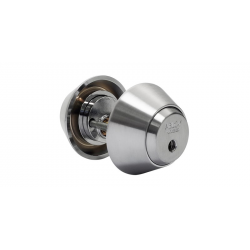 Abloy Sentry CYL411 Cliq Double Cylinder w/o Keys & Bolt (One Side Cliq - One Side Mechanical), Brushed Chrome