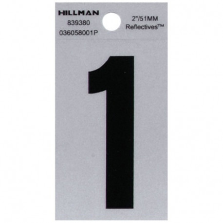 Hillman 8393 Adhesive House Number Black and Silver Reflective (2")
