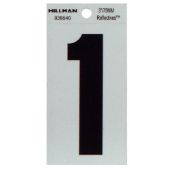 Hillman 8395 Adhesive House Number Black and Silver Reflective (3")