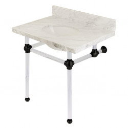 Kingston Brass KVPB3030MA Marble Console Sink with Acrylic Feet, Carrara Marble, 30"