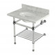 Kingston Brass KVPB3030MAB Console Sink with Acrylic Legs (8 in, 3 Hole), Carrara Marble, 30"