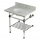 Kingston Brass KVPB3030MAB Console Sink with Acrylic Legs (8 in, 3 Hole), Carrara Marble, 30"