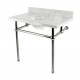 Kingston Brass KVBH3622M8 Console Sink with Brass Legs, Marble White, 36"
