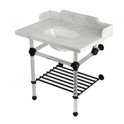 Kingston Brass LMS3030MAB Console Sink with Acrylic Legs, Marble White, 30"