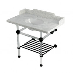 Kingston Brass LMS3630MAB Console Sink with Acrylic Legs, Marble White, 36"