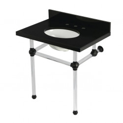 Kingston Brass KVPK3030KA Black Granite Console Sink with Acrylic Legs, 30"