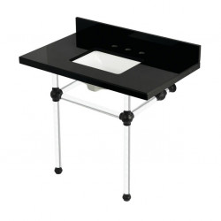 Kingston Brass KVPK3630KASQ Console Sink with Acrylic Legs, Black Granite, 36"