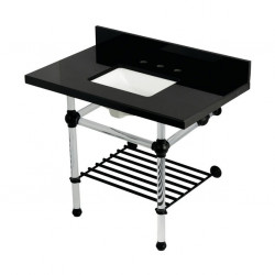Kingston Brass KVPK3630KASQB Console Sink with Acrylic Legs, Black Granite, 36"