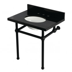 Kingston Brass KVPK3030KB Console Sink with Brass Legs, Black Granite, 30"