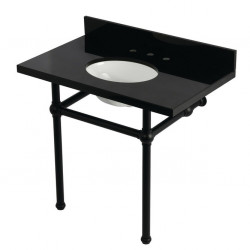 Kingston Brass KVPK3630KB Console Sink with Brass Legs, Black Granite, 36"