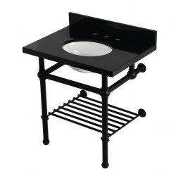 Kingston Brass KVPK3030KBB Console Sink with Brass Legs, Black Granite, 30"