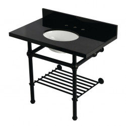 Kingston Brass KVPK3630KBB Console Sink with Brass Legs, Black Granite, 36"