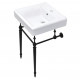 Kingston Brass KVPB2018W Console Sink with Brass Legs, White, 20"