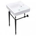 Kingston Brass KVPB2018W Console Sink with Brass Legs, White, 20"