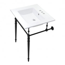 Kingston Brass KVPB25227W4 Console Sink With Brass Legs, White, 25"