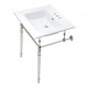 Kingston Brass KVPB25227W4 Console Sink With Brass Legs, White, 25"