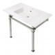 Kingston Brass KVPB37221Q Ceramic Console Sink with Stainless Steel Legs, White, 37"