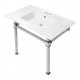 Kingston Brass KVPB37224Q Ceramic Console Sink with Stainless Steel Legs, White, 37"