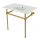 Kingston Brass KVBH37227W8 Console Sink with Brass Legs (8 in, 3 Hole), White, 37"