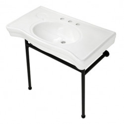 Kingston Brass VPB28140W8 Console Sink with Stainless Steel Legs, White, 36"