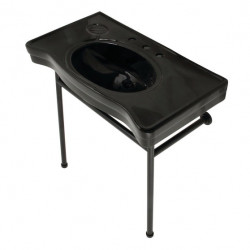 Kingston Brass VPB28140W8 Console Sink with Stainless Steel Legs, Black, 36"
