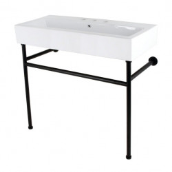 Kingston Brass VPB3917W Console Sink with Stainless Steel Legs (8" Centers), White, 39"