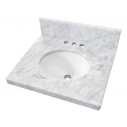 Kingston Brass KVPB1917M34 Carrara Marble Vanity Sink Top (4" Faucet Drillings), Carrara White