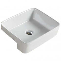 American Imaginations AI-28214 23.6-in. W Semi-Recessed White Bathroom Vessel Sink For Deck Mount Deck Mount Drilling