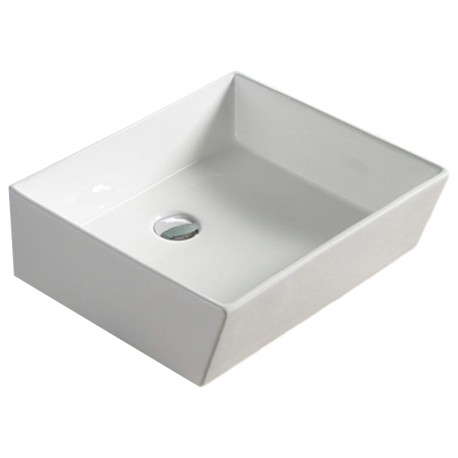 American Imaginations AI-28228 18.3-in. W Above Counter White Bathroom Vessel Sink For Deck Mount Deck Mount Drilling