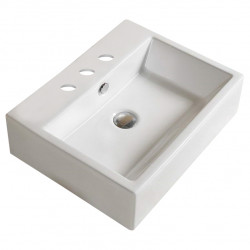 American Imaginations AI-28489 20.9-in. W Above Counter White Bathroom Vessel Sink For 3H8-in. Center Drilling