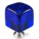 Cal Crystal ARTX CLB Art X Blue Cube Glass Knob w/ Solid Brass Base, 1-1/4" x 1-1/4"