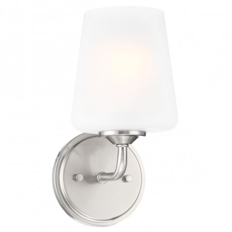 Design House 589283 Stasia 1-Light Wall Light w/ Tapered Frosted Glass In Satin Nickel