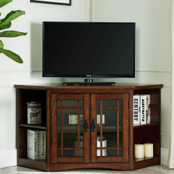 Design House 82287 Mission Oak Corner TV Stand w/ Bookcases