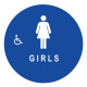 Don-Jo CHS-5-GIRLS Round Girls Restroom Sign, Blue Finish