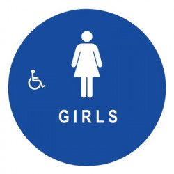 Don-Jo CHS-5-GIRLS Round Girls Restroom Sign, Blue Finish
