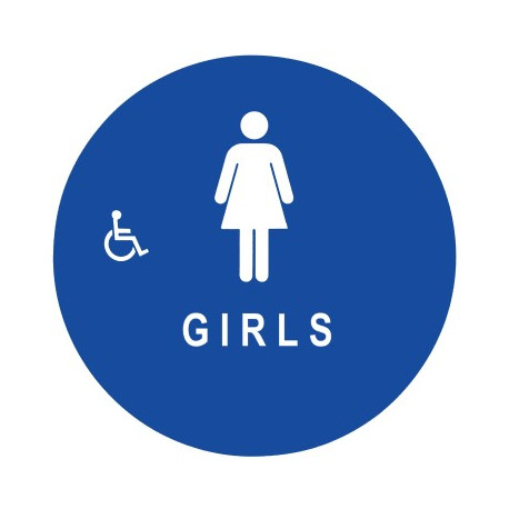 Don-Jo CHS-5-GIRLS Round Girls Restroom Sign, Blue Finish