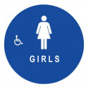 Don-Jo CHS-5-GIRLS Round Girls Restroom Sign, Blue Finish