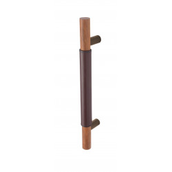Rockwood RM4118 ArborTek, Straight Wood Door Pull w/ Leather Grip, Flat Ends, Hickory, Sanded Unfinished