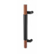 Rockwood RM4148 ArborTek, Offset Wood Door Pull w/ Leather Grip, Flat Ends, Hickory, Sanded Unfinished