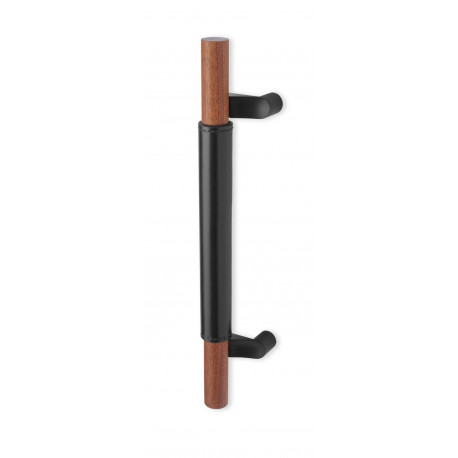 Rockwood RM4148 ArborTek, Offset Wood Door Pull w/ Leather Grip, Flat Ends, Hickory, Sanded Unfinished
