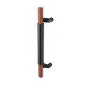 Rockwood RM4148 ArborTek, Offset Wood Door Pull w/ Leather Grip, Flat Ends, Hickory, Sanded Unfinished
