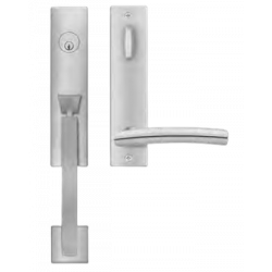 Karcher Design UET56 Madrid Tubular Entry Set w/ Escutcheon Plate, Grip/Lever, Finish-Satin Stainless Steel