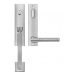 Karcher Design UET34 Rio Steel Tubular Entry Set w/ Escutcheon Plate, Grip/Lever