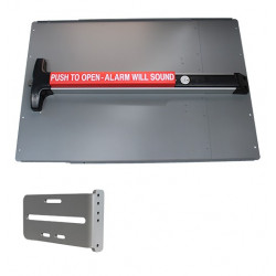 Lockey PS43B Standard Panic Shield Value Kit with Detex V Weatherized Alarm Panic Bar, 24" Panic Shield, PSSB Strike Bracket