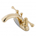 Kingston Brass KB7642BL Double-Handle 3-Hole Deck Mount 4-Inch Centerset Bathroom Faucet with Pop-Up Drain, Polished Brass
