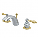 Kingston Brass KB944AL Victorian Two-Handle 3-Hole Deck Mount Mini-Widespread Bathroom Faucet with Pop-Up Drain, Polished Chrome/Polished Brass